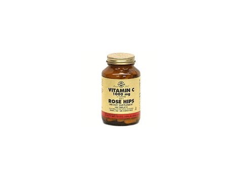 Solgar Rose Hips 1000. Vitamin C mit escaramujo. 100 Tabletten