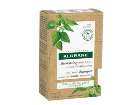 KloraneOrganic Nettle Powder Mask Shampoo 8 saquetas de 24g